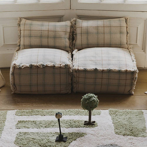 Подушка Лорена Каналс (Lorena Canals), "Этнос", голубой, шалфей, 25 х 40 см